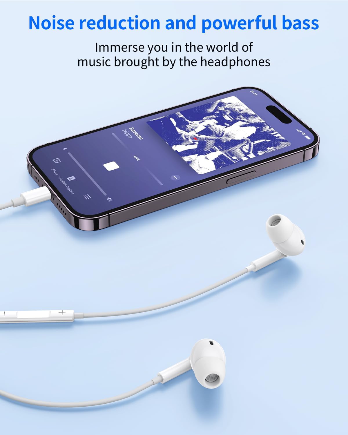 PALOVUE USB C Hoofdtelefoon, in-ear type C Oortelefoon met microfoon en volumeregeling, Koptelefoon compatibel met Google Pixel Samsung Oneplus Huawei Sony iPad 2020/2021 Pro MacBook SoundFlow (wit