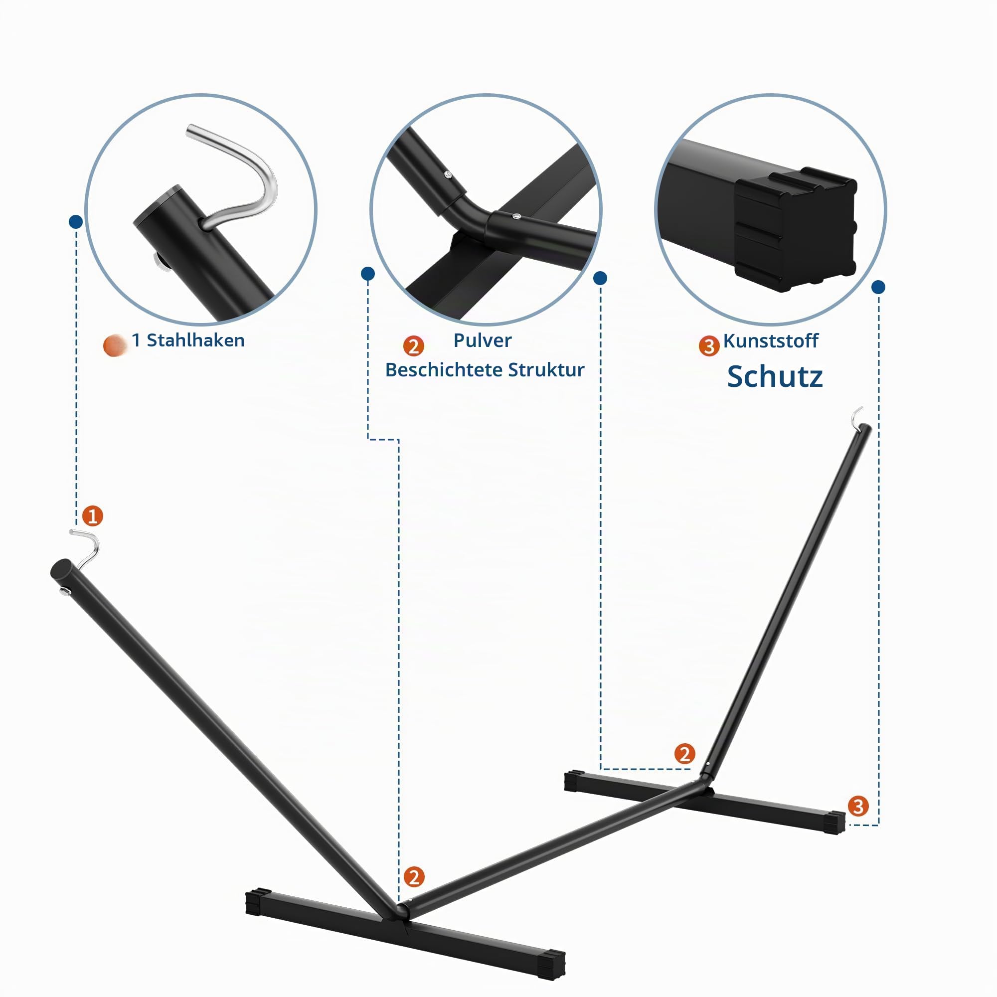 Doppelhängematte Mit Gestell, Belastbar Bis 215kg, Wetterfeste Gartenhängematte Mit Kissen & Tragetasche, 3-Fach Gedrehte Seile, Hängematte Für Garten, Terrasse, Camping & Strand