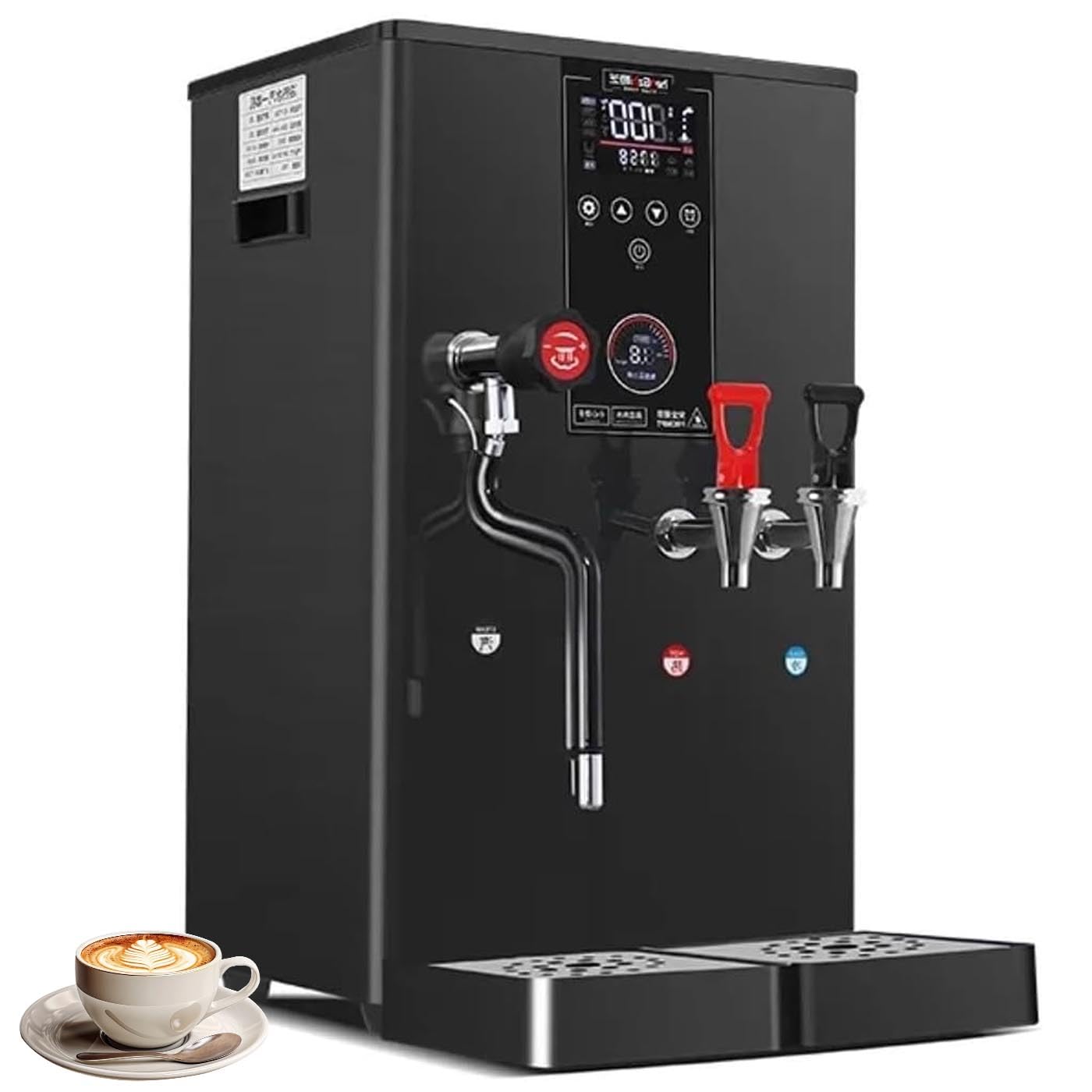 Komercyjny spieniacz do mleka i podgrzewacz, automatyczna maszyna grzewcza 3000 W, stal nierdzewna 20 l, do gorącej i zimnej pianki mlecznej oraz przygotowywania kawy