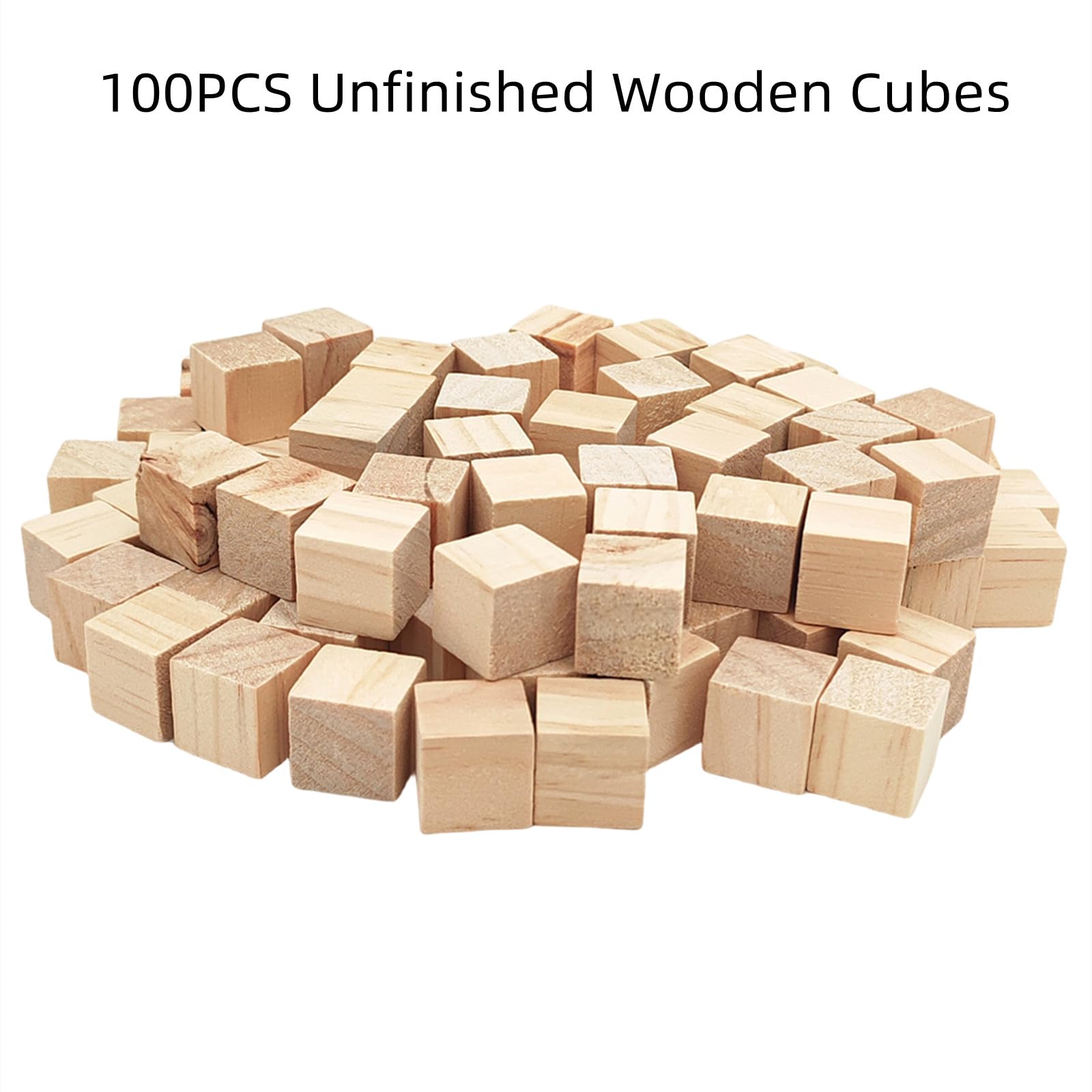 Wooden Cubes 2cm/100pcs, Unfinished Square Wood Blocks Natural Wooden Blocks for Crafts Carving and DIY Projects - Image 3