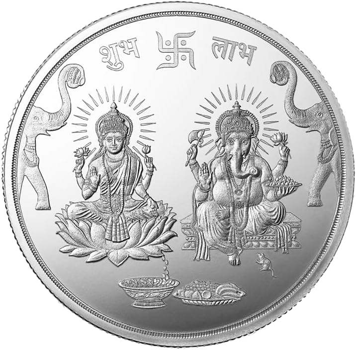 MMTC PAMP 999.9+ Purest Silver Coin, Lakshmi Ganesh 100g Coin