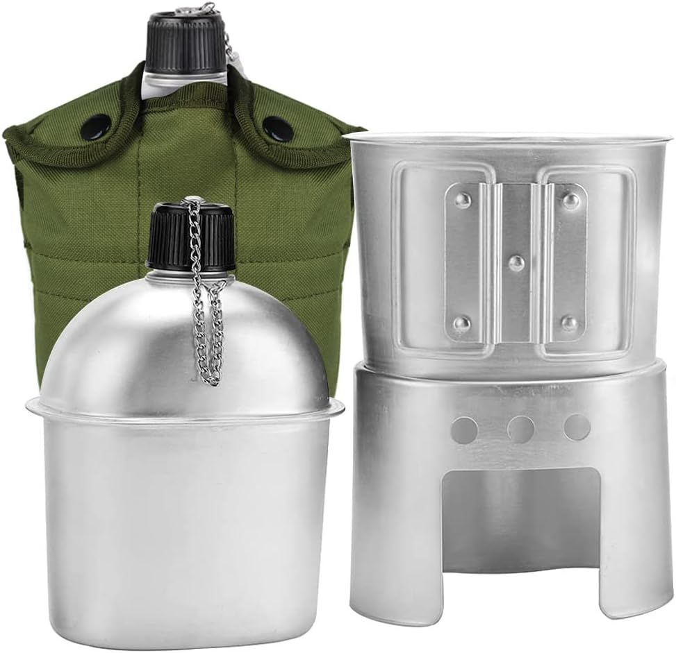 Tempsnow Water Canteen Cup Stove Pouch Set Portable Military Canteen