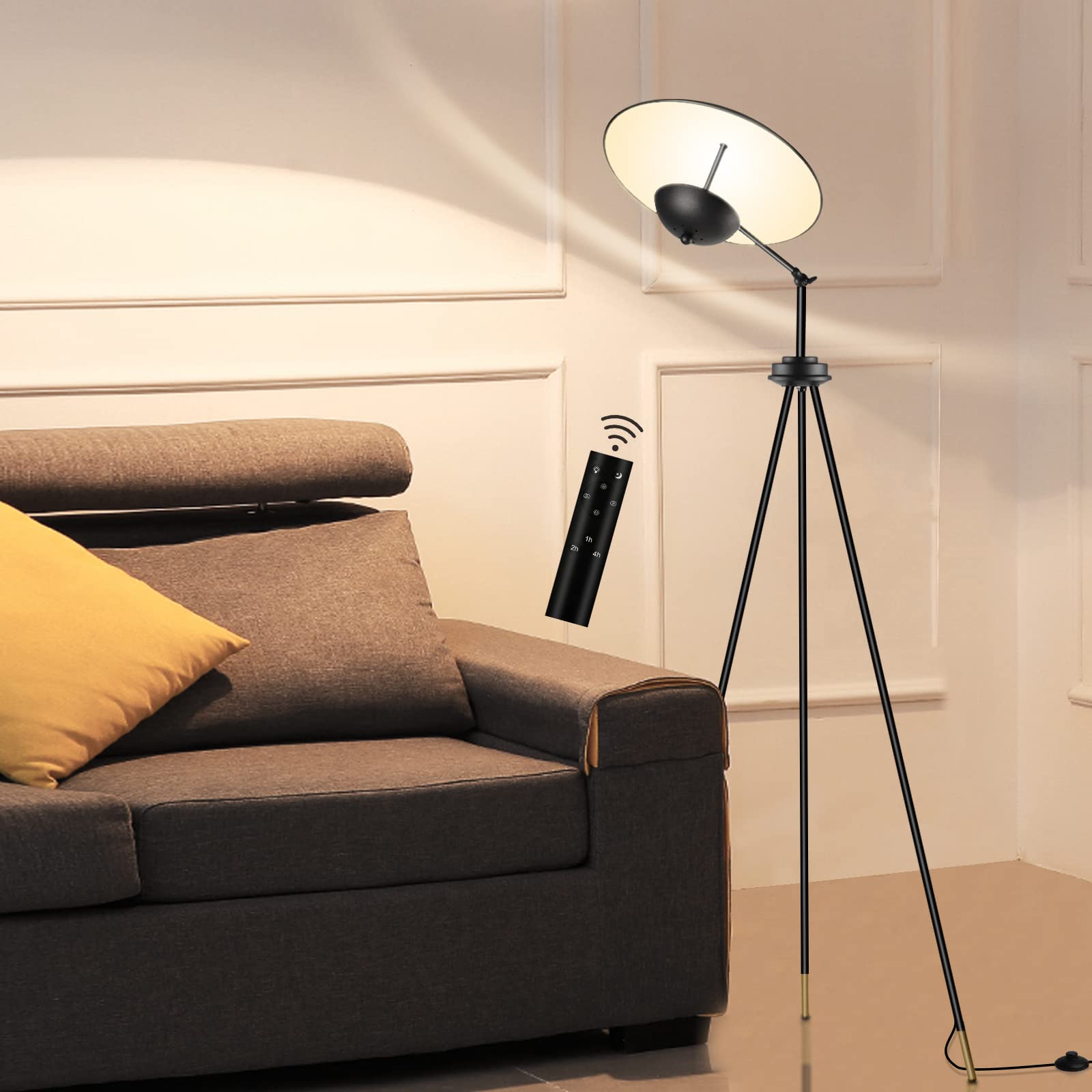 Hisoo Tripod Floor Lamp, Modern Remote Control Standing Lamp with ...