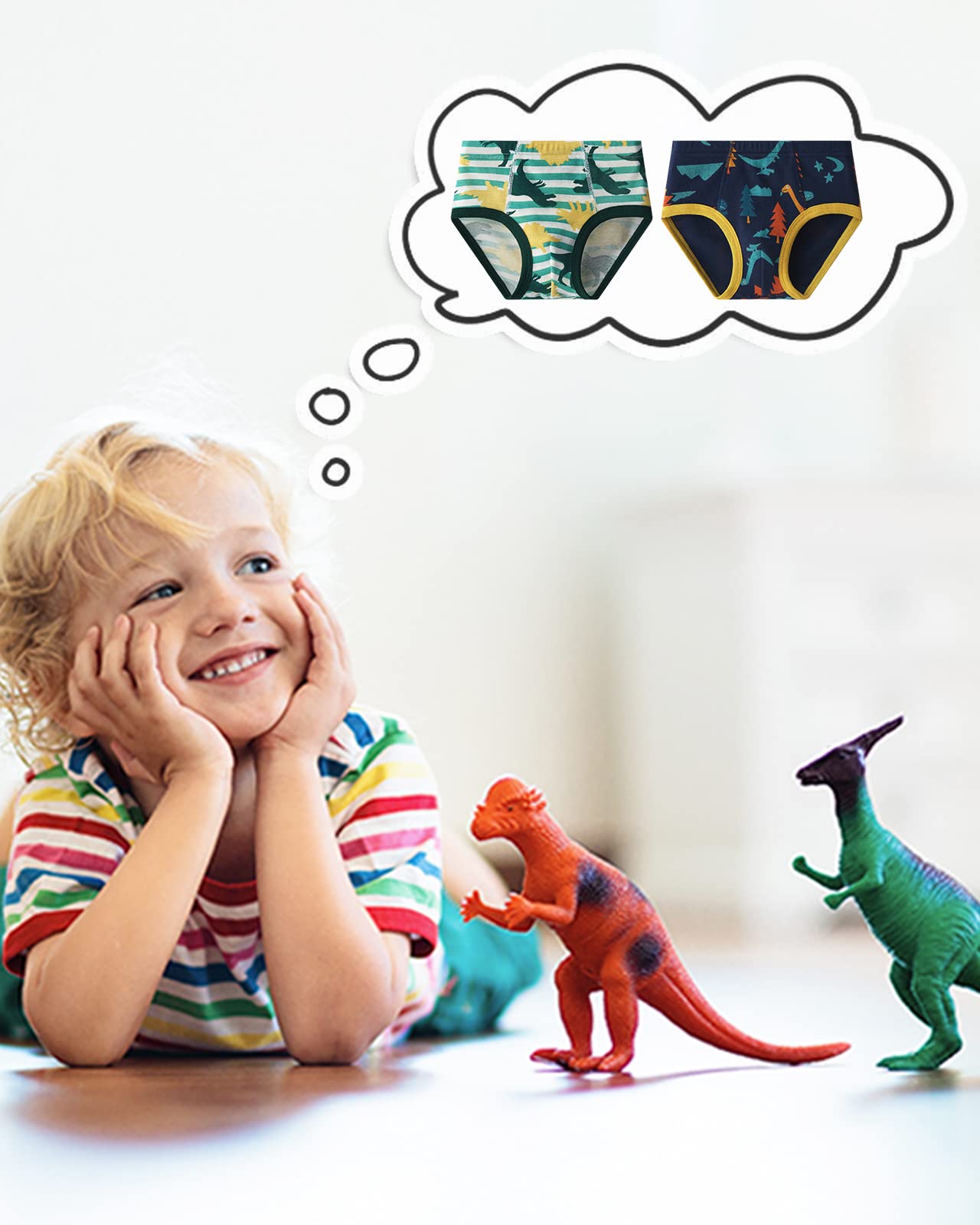 Adorel Jungen Unterhosen Slips Baumwolle Dino Unterwäsche 12er-Pack
