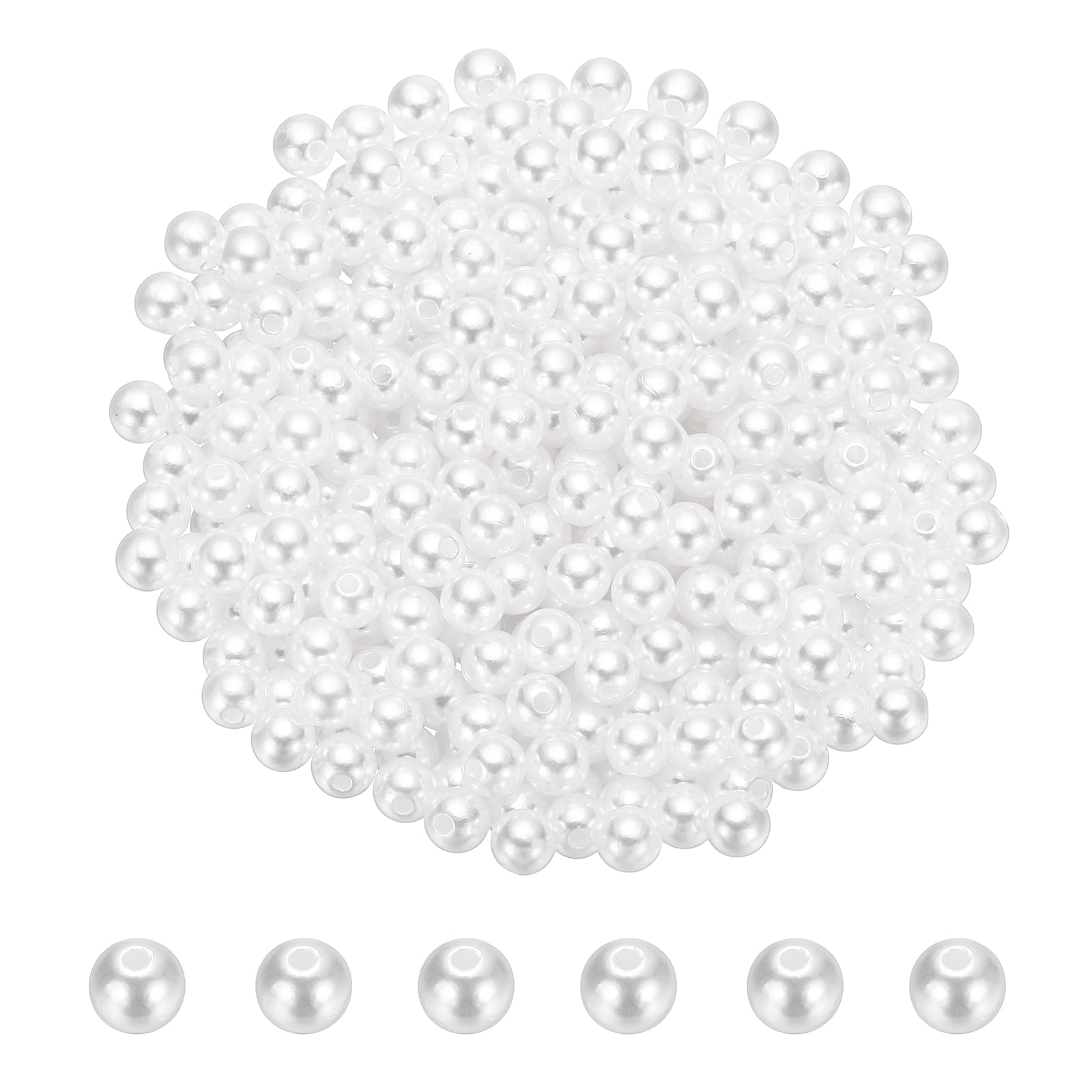 PATIKIL 6mm Colored Pearls, 500Pcs Pearl Beads for Jewelry Making Round ABS Craft Beads with Holes for Jewelry Making DIY Crafts Necklace Bracelet Earring Sewing Home Decor, Pure White โ image 1