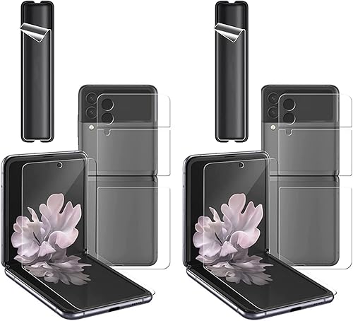 Miniatura 8 de 2 juegos de 10 unidades Protector de pantalla diseñado para Samsung Galaxy Z Flip 4 5G 2022, TPU suave de alta calidad, sin burbujas, sensible al