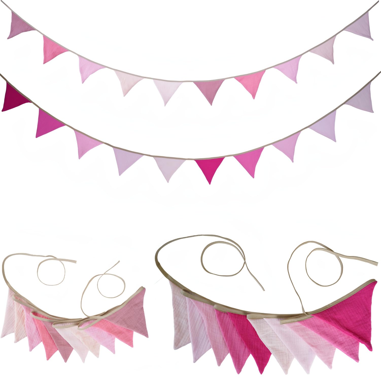 SHIFANQI Fabric Bunting 20Pcs Triangle Bunting Banner, Colorful Cotton Bunting Garland for Baby Shower Nursery Birthday Party Afternoon Tea Garden Wedding Indoor Outdoor — image 1