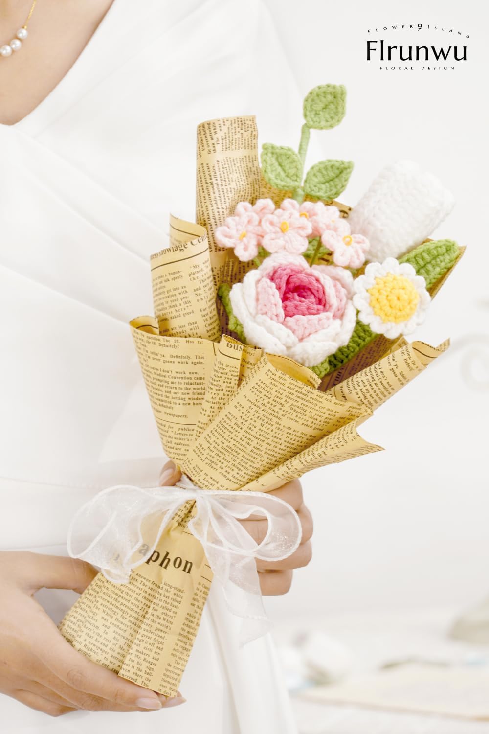 Hand-Woven Rose Artificial Flower(Pack of 1), Bouquet Packaging Beautiful Flowers Suitable for Family Table Decoration, for Girlfriend Mother, Valentine's Birthday Wedding Gift, (Pink)