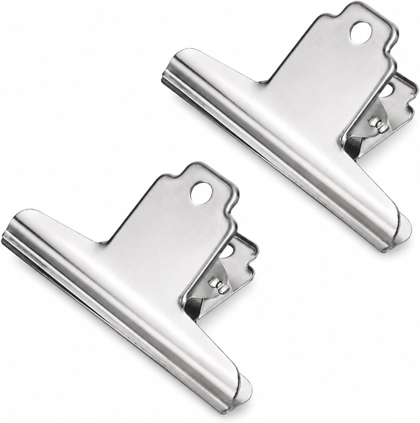 2 Pcs Binder Clips Large, Silver Metal Bulldog Clips 4" Dog Food Bag Clip Wide Stainless Steel Binders Clip Durable Large Hinge Clipes Strong Clamping Force for Food Bags Office Files