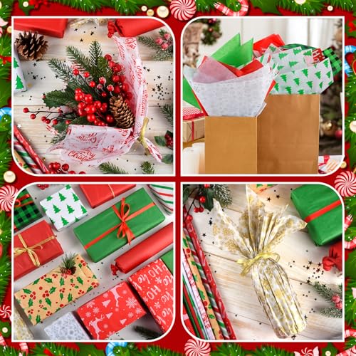 Image of NEBURORA 60 Sheets Christmas Tissue Paper 20 x 14 Inch Xmas Wrapping Tissue Paper for Merry Christmas Holiday Party Decorations Gift Bags DIY Crafts