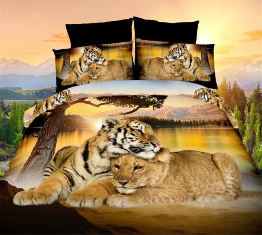 Set Biancheria Da Letto AILONEN Per Ragazze, Motivo Tigre Bianca 3D, 3 Pezzi (1 Trapuntina + 2 Federe), Varie Misure - 4