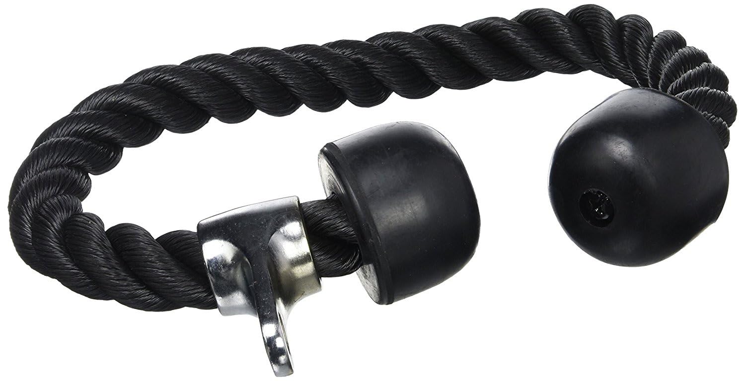 GORILLA SPORTS® Corda per Tricipiti - Lunghezza a Scelta 68 cm, 85 cm o 100 cm, in Nylon, Attacco Cromato, Antiscivolo, Nero - Corda Palestra, Pull Down, Cavi Bodybuilding, Bicipiti, Allenamento