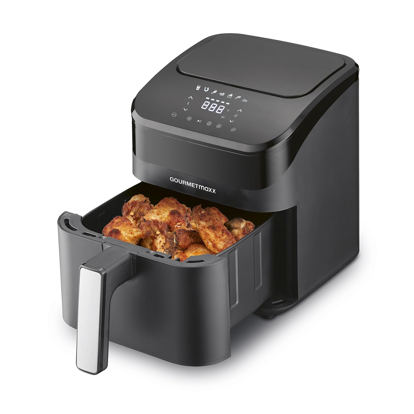 GOURMETmaxx Freidora de aire caliente digital de 4 litros, airfryer con temporizador y pantalla táctil, freidora con funciones y programas versátiles, freidora de ahorro de energía, prácticamente sin