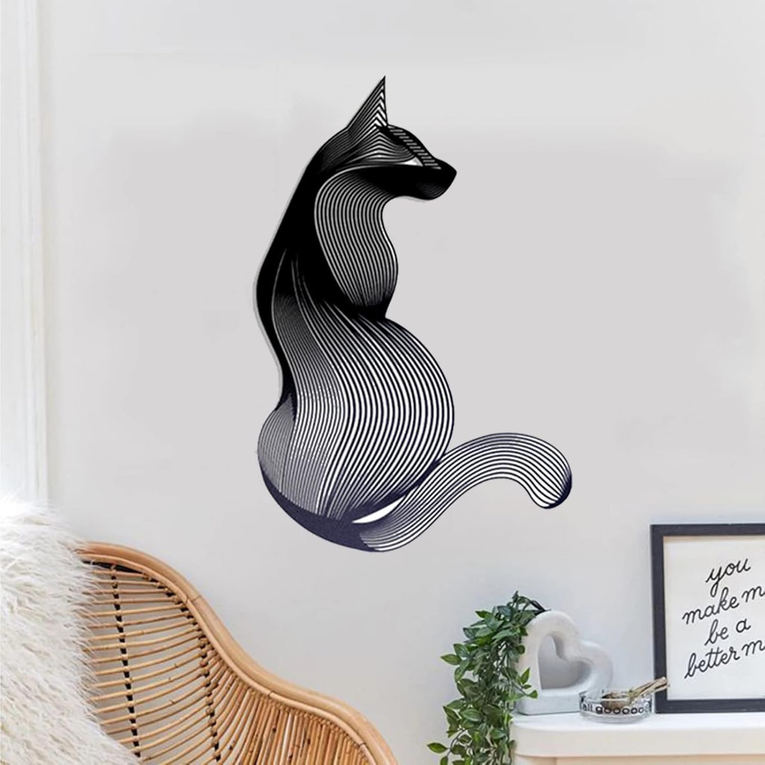 Arte Metallo Gatto da Parete, Scultura Decorativa per Casa, Caffè e Soggiorno