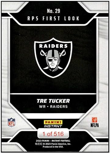 Miniatura 2 de TRE TUCKER RC 2023 Panini Instant RPS Rookie Premiere 516#29 Raiders NM+-MT+ NFL Football