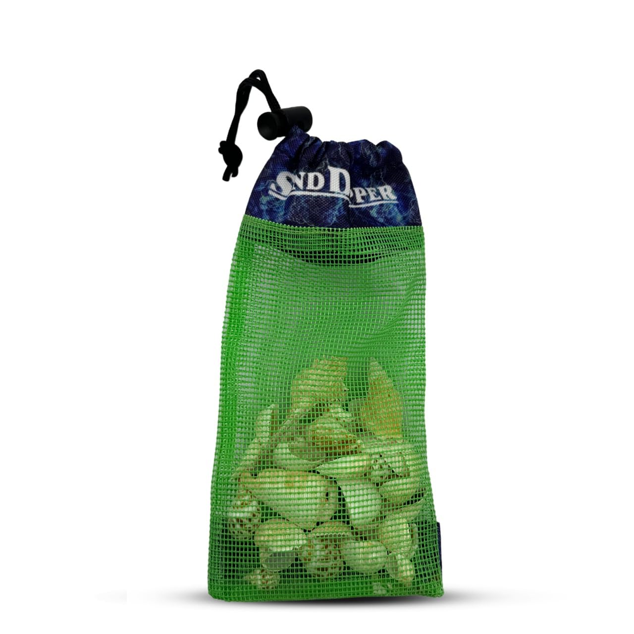 Sand Dipper Skinny Lightweight Shell Collecting Beach Bag with Carabiner Clip - Clips to pole, belt loops, backpack, or beach bag