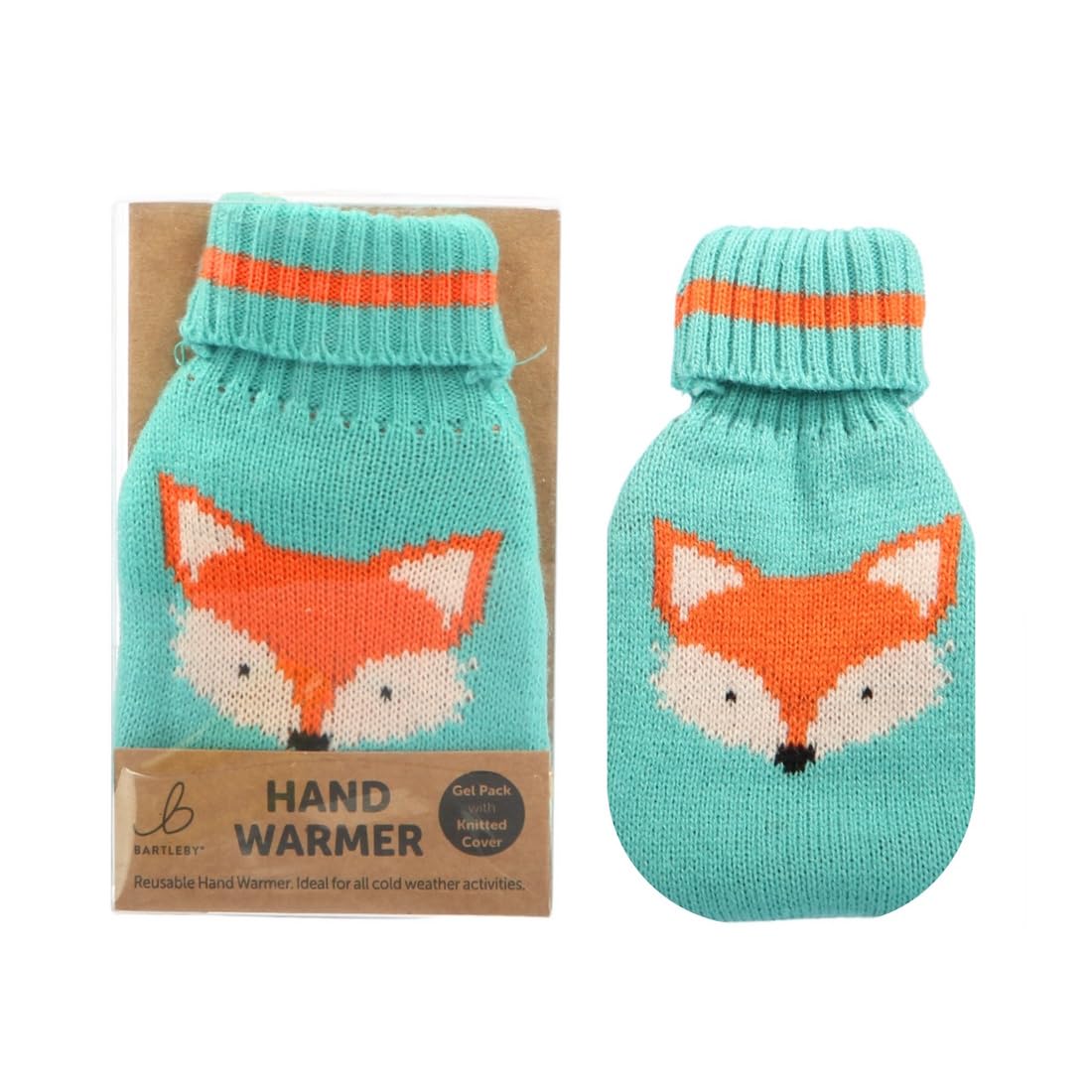 Reusable Hand Warmer Gel Pack With Knitted Cover - Fox