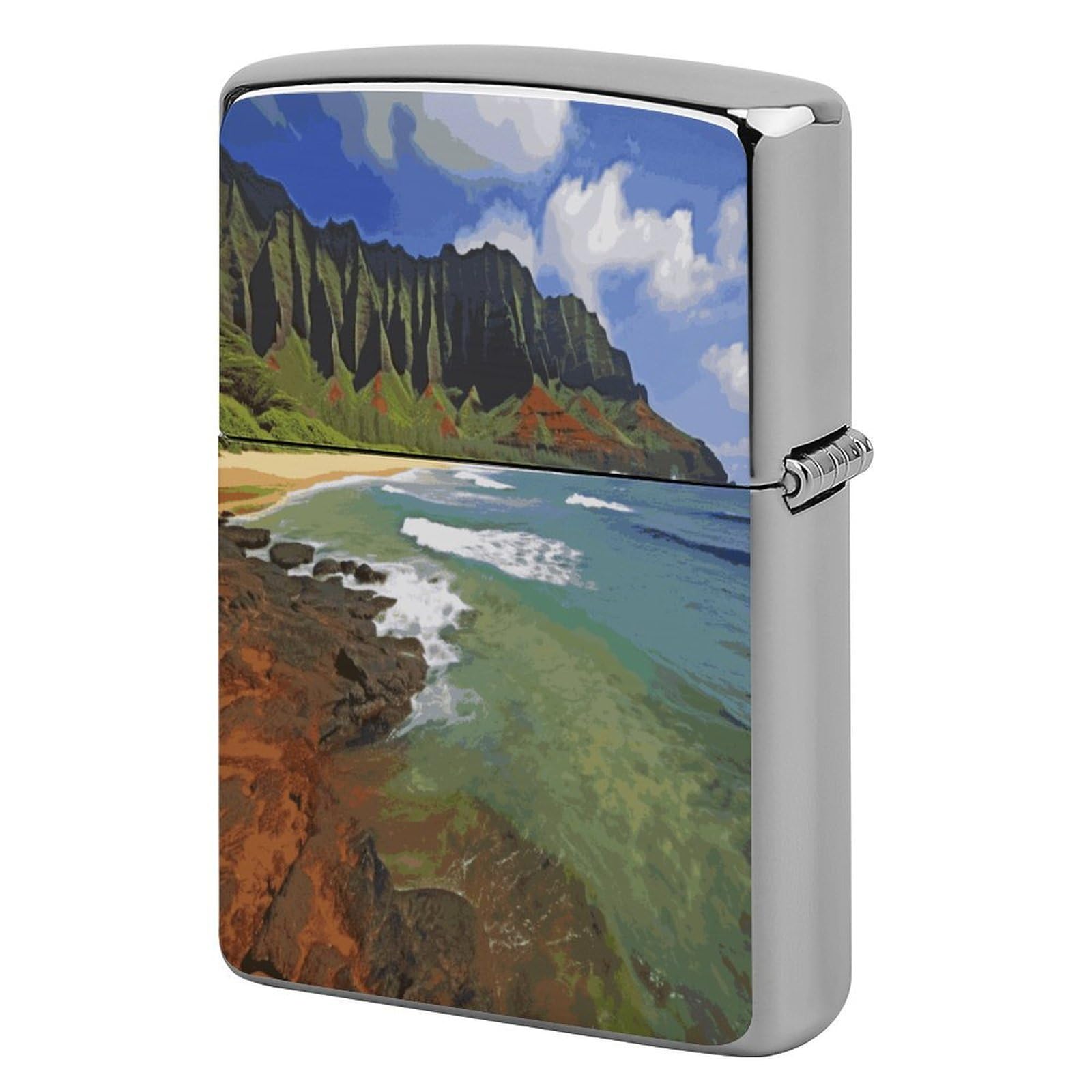 Kauai Hawaii Seashore Lighter Case Cover Metal Lighter Case