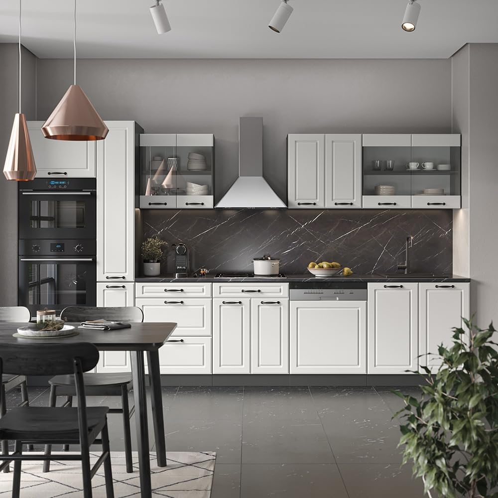 Vicco Cucina componibile R-Line, Bianco country/antracite, 350 cm