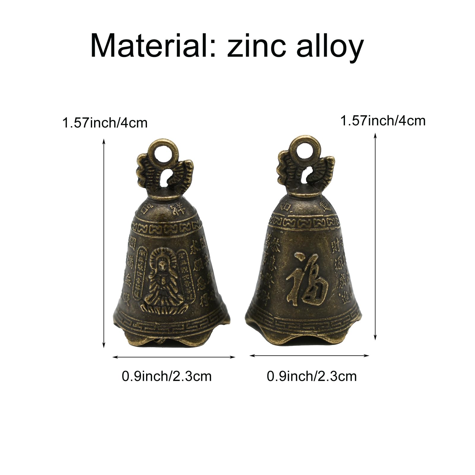 Pinenjoy 20Pcs Small Bronze Feng Shui Bell Vintage Buddhism Tinkle Bells Antique Chinese Pray Craft Bell for DIY Home Garden Door Hanging Wind Chimes Car Pet Collar Pendant