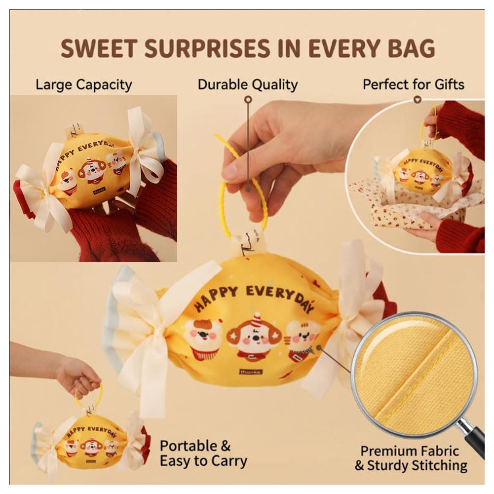 Süßigkeiten Tütchen aus Stoff Geschenktüten Kreative Bonbontaschen Niedliche Süßigkeiten-Tüten für Bonbons Kekse Babys Kinder Geburtstage Hochzeiten Babyparty Ostern Roter Bär 50 Stück