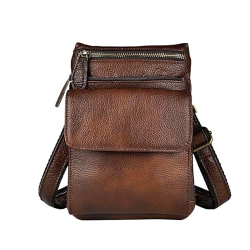 JSEIAJB First Layer Oil Wax Leather Large Capacity Multi Functional Backpack Cycling Mountain Climbing Waist Bag