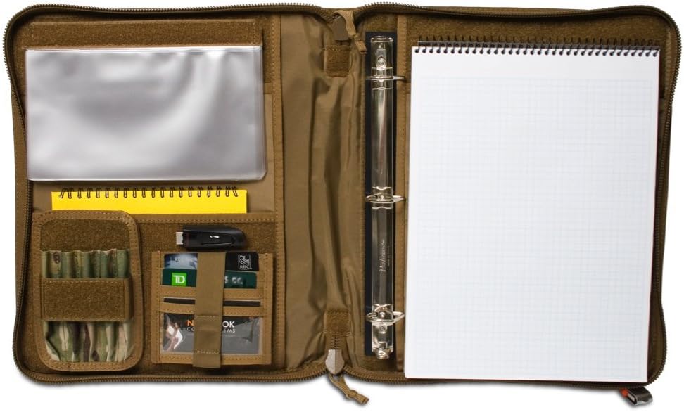 Tactical Notebook Covers Tactical 3-Ring Binder Cover | Fits 0.5"-1" Binders | Zippered Case for Military Field Admin | Durable Cordura Organizer for Documents & Notes (Coyote Brown)