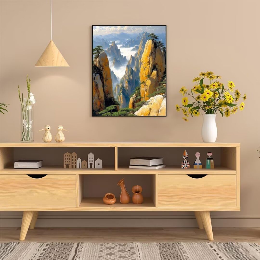 Pintura por Numeros Montaña mar de nubes Pintar por Numeros Adultos Niños, DIY Paint by Number Kit con Pinceles y Pinturas Acrilicos, Cuadros por Numeros, Decoración para el Hogar 100x70cm w-3958