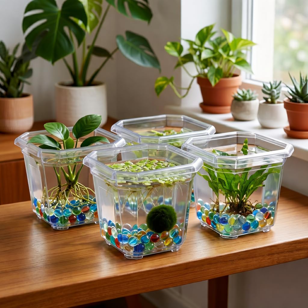 OCTAVE5 Decorative Transparent Flower Pots Set for Home and Garden, Indoor Outdoor Plant Containers-image-40