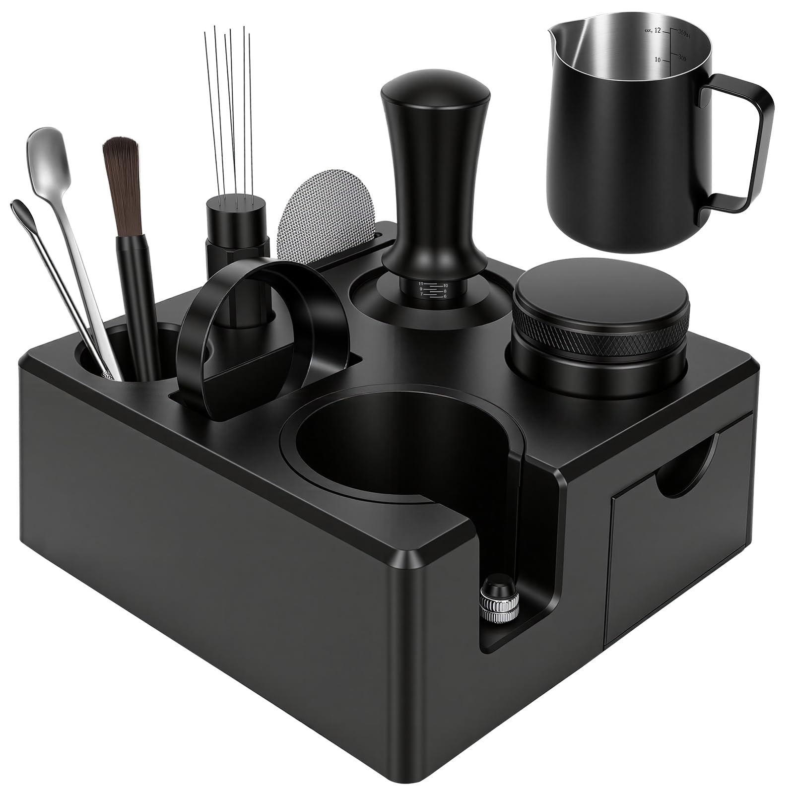 10PCS 51mm Espresso Accessories Kit with Tamping Station & Milk Pitcher