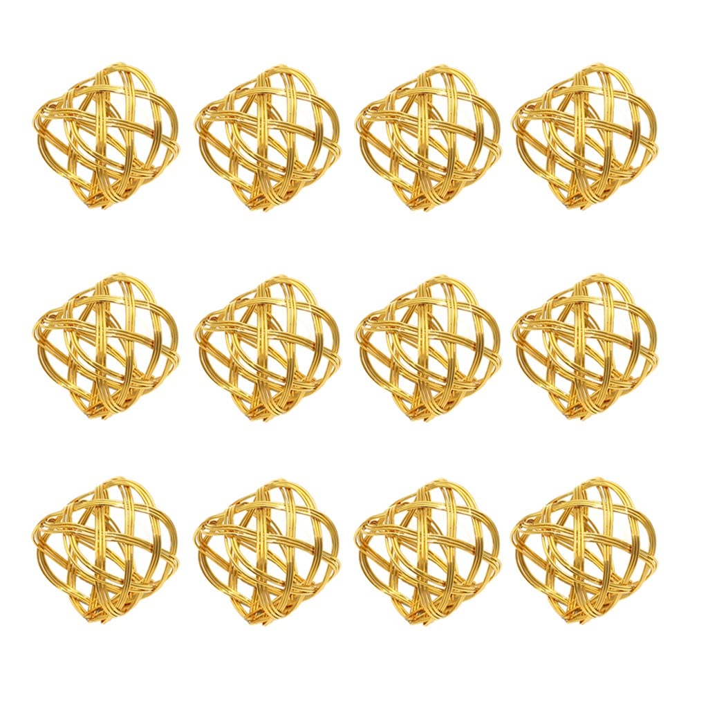Anneaux de Serviette en Or Métal Twist Serviette Porte-Serviette Anneau pour Mariages Dîner Banquet Buffet Table Décor (D 12pcs)