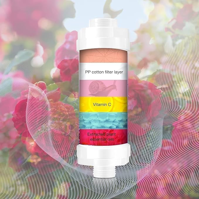 Image of Vitamin C shower filter with Aromatherapy, Filters Contaminants like Free Chlorine, shower filters to remove toxic chemicals, Easy Installation Filtered Shower Water for Skin & Hair Care