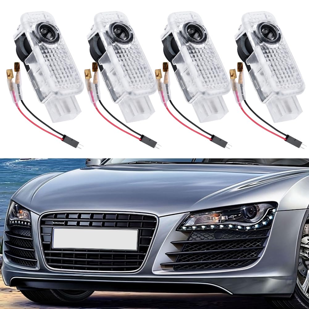 Sylswx 2 Pièces Projecteur de Porte de Voiture, Eclairage LED de Bienvenue, Compatible avec A1/A3/A4/A5/A6/Q3/Q5/Q7/A7/A8/R8/TT