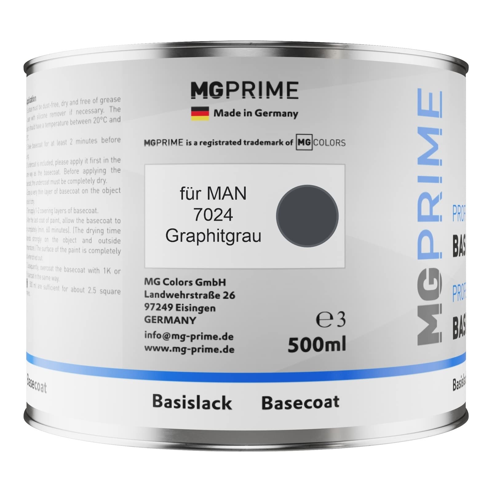 MG PRIME Kit pots de Peinture voiture pour MAN 7024 Graphitgrau 1,25L
