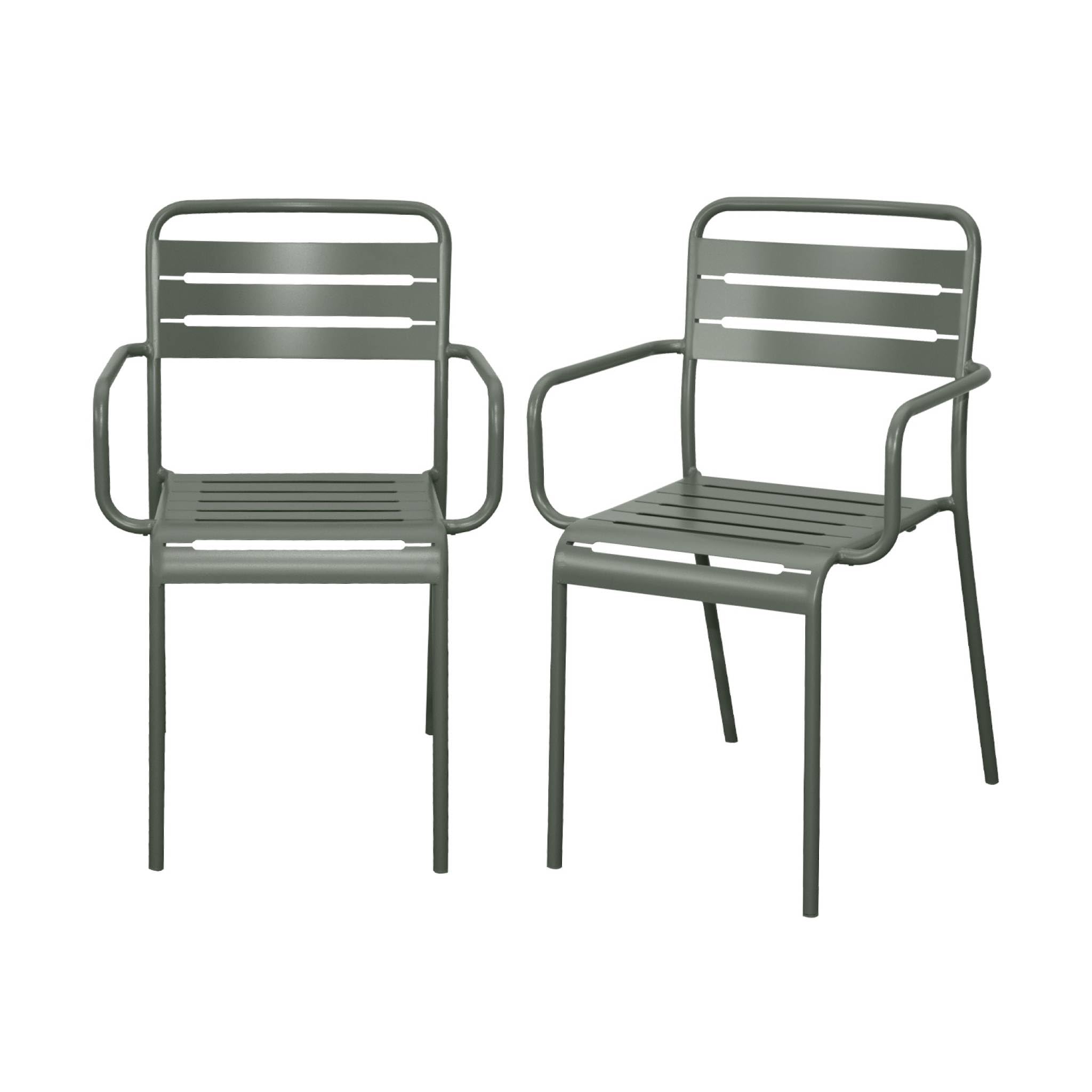 sweeek Set 2 sedie da Giardino bistrot in Acciaio Verde Kaki 50.4x53x79.5 cm