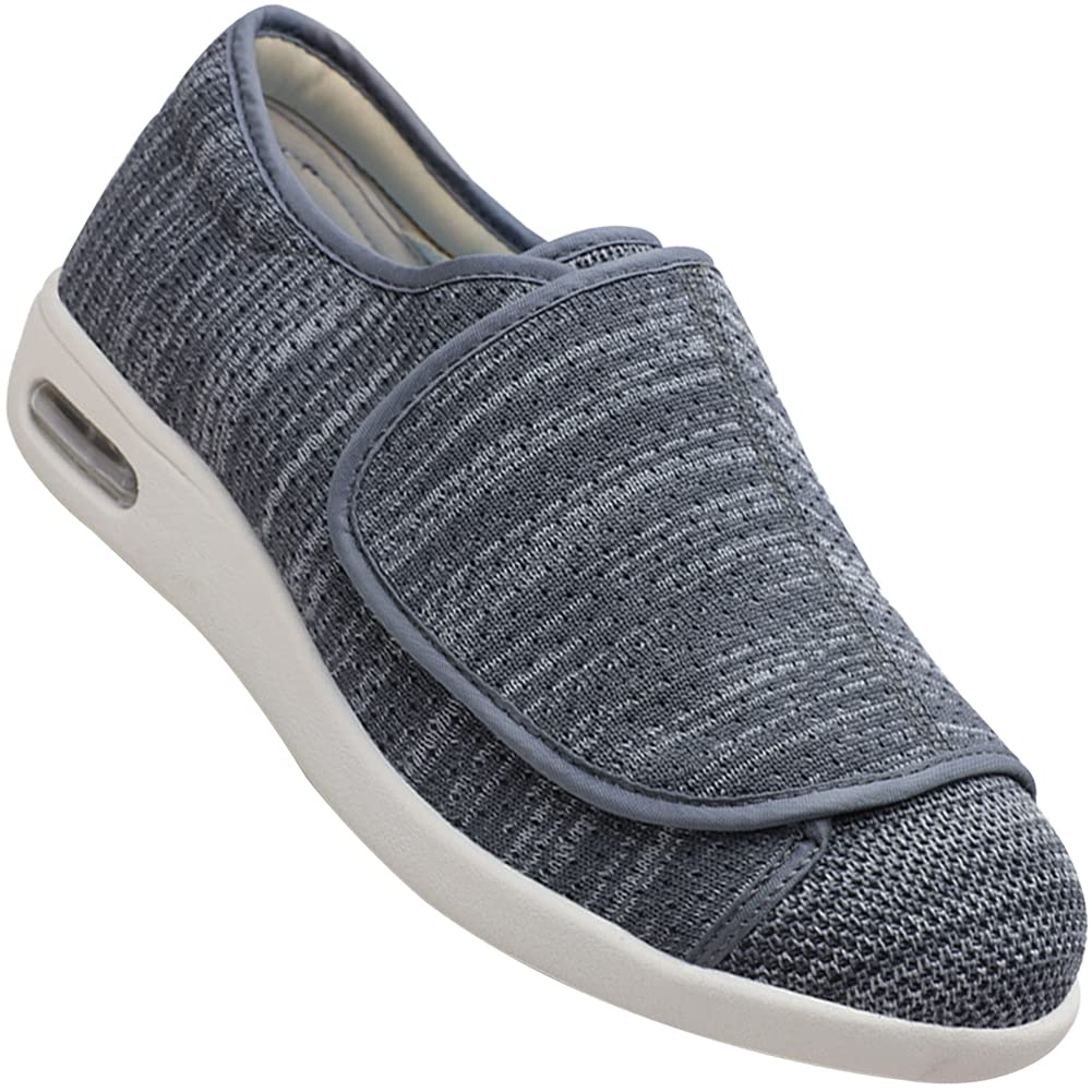 Zapatillas Hombre Anchas Zapatilla para Pies Delicados sin presión, Ligero, Apto ortopédicos para Zapatos de Arco para pies Planos Zapatos ortopédicas de Arco de Soporte,Dark Grey,37 EU