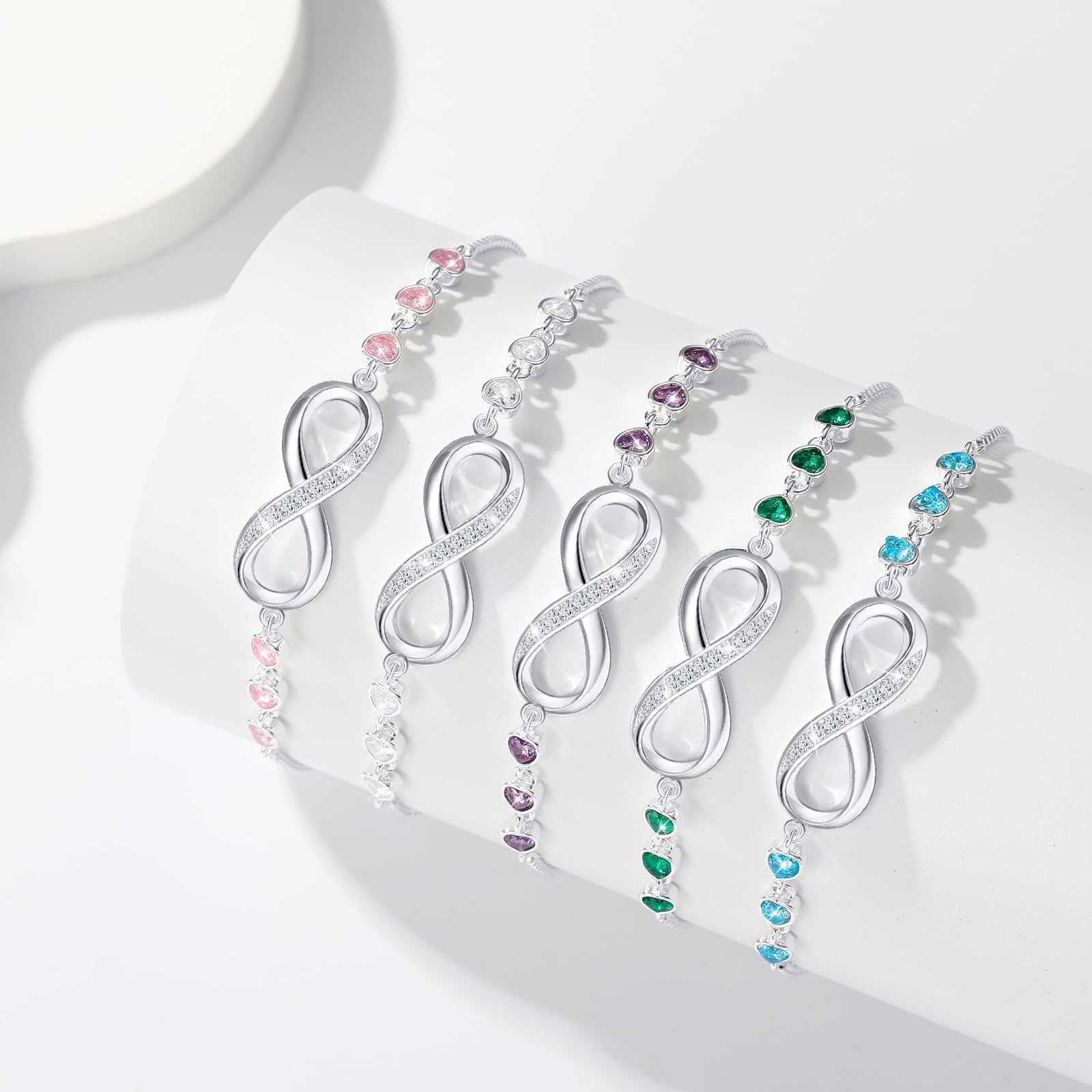 Esmoly Bracciale Donna Argento Infinito Braccialetto Cuore Zircone Regolabile Regalo Donna Ragazza
