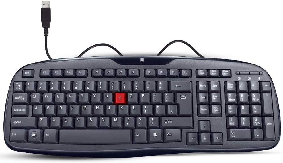 iBall Winner USB V2.0 Keyboard soft feel keys, Wired Keyboard, Water Resistant - Durabale - Black
