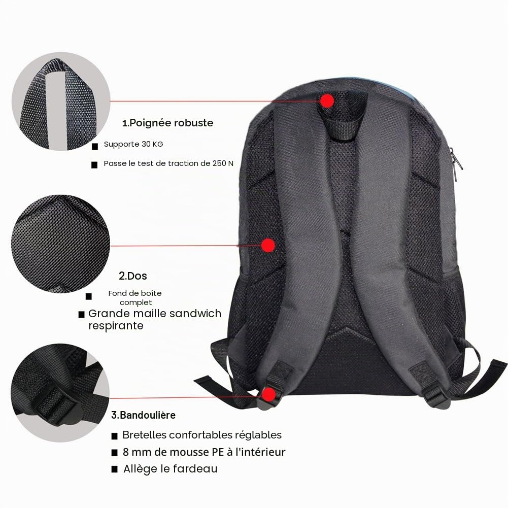 Ensemble de cartables 3 en 1 pour Filles et garçons avec Sac à déjeuner, Trousse pour l'école secondaire