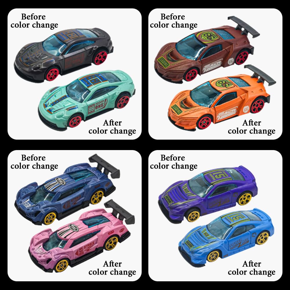 PLUSHCEWT 4 Stück Autos Spielzeugset, Mini Racers Spielzeugauto Set, Farbwechselnde Auto Spielzeugautos, Farbwechselnde Auto Spielzeugset, Auto Set Geschenk für Innen und Außenspiele (C)