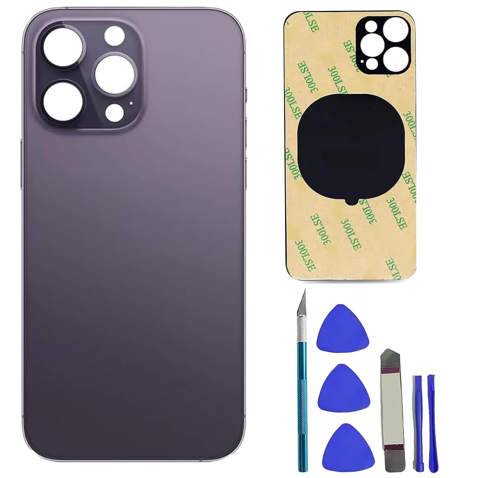14 Pro Back Glass Replacement for iPhone 14 Pro Rear Back Glass,Compatible with iPhone 14 Pro with Pre-Installed Adhesive + Reparing Toolkit(Deep Purple)