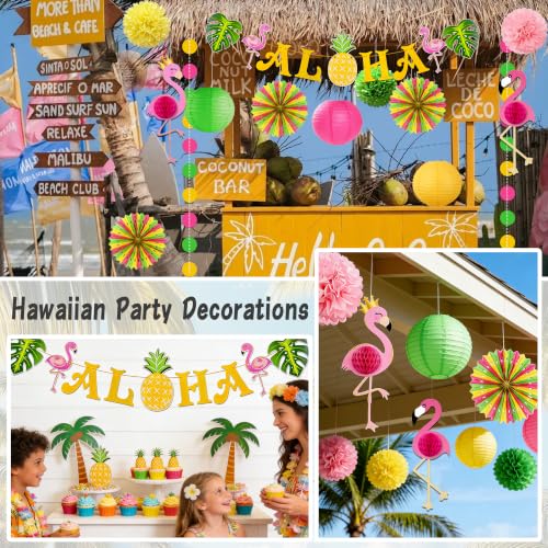 LOMOSO Luau Party Decorations Paper Fans Lanterns Set by LOMOSO - Used condition - Image 6