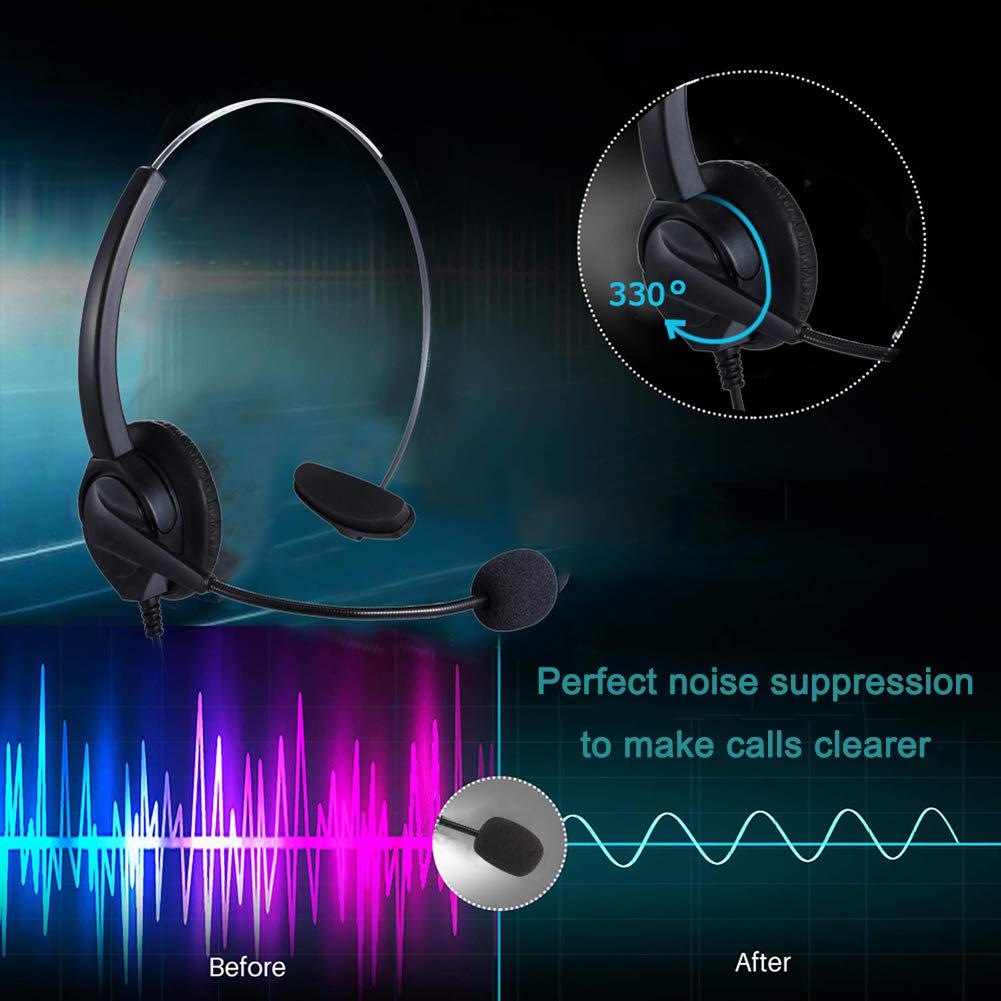 Auriculares de computadora para PC Call Center Home Office Online Skype Laptop con micrófono en cable Control de volumen Cancelación de ruido. 5