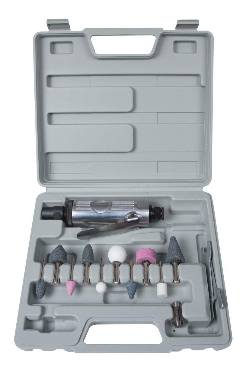 BlueSpot 15pc Mini Air Die Grinder, Polishing Stone Set Kit 1/4"" & 1/8"" 07912