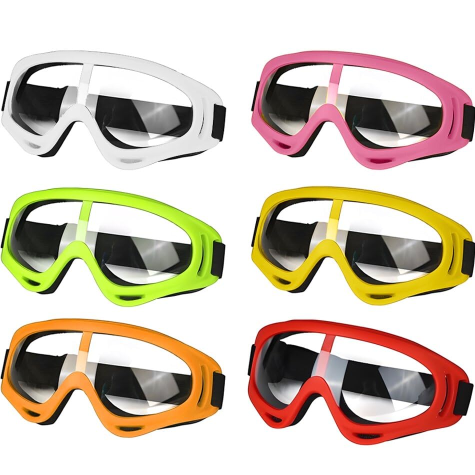 6pcs Kids Safety Glasses, UV400 Protective Goggles, Kids Safety Goggles for Nerf Gun Game, Children's Safety Glasses for Outdoor Sports, 6 Colours (Orange/Fluorescent green/Pink/Yellow/Red/White) — image 1
