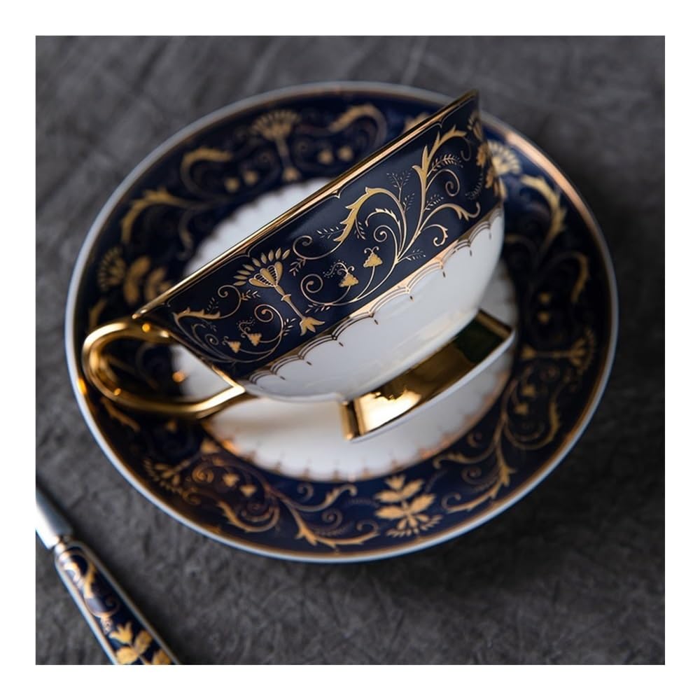 Kubki Zestaw do kawy w stylu europejskim, filiżanki z porcelany kostnej retro, ceramiczne i spodki, wysokiej jakości wykwintny zestaw herbaty popołudniowej do Latte, Gorącej Herbaty, Mleka