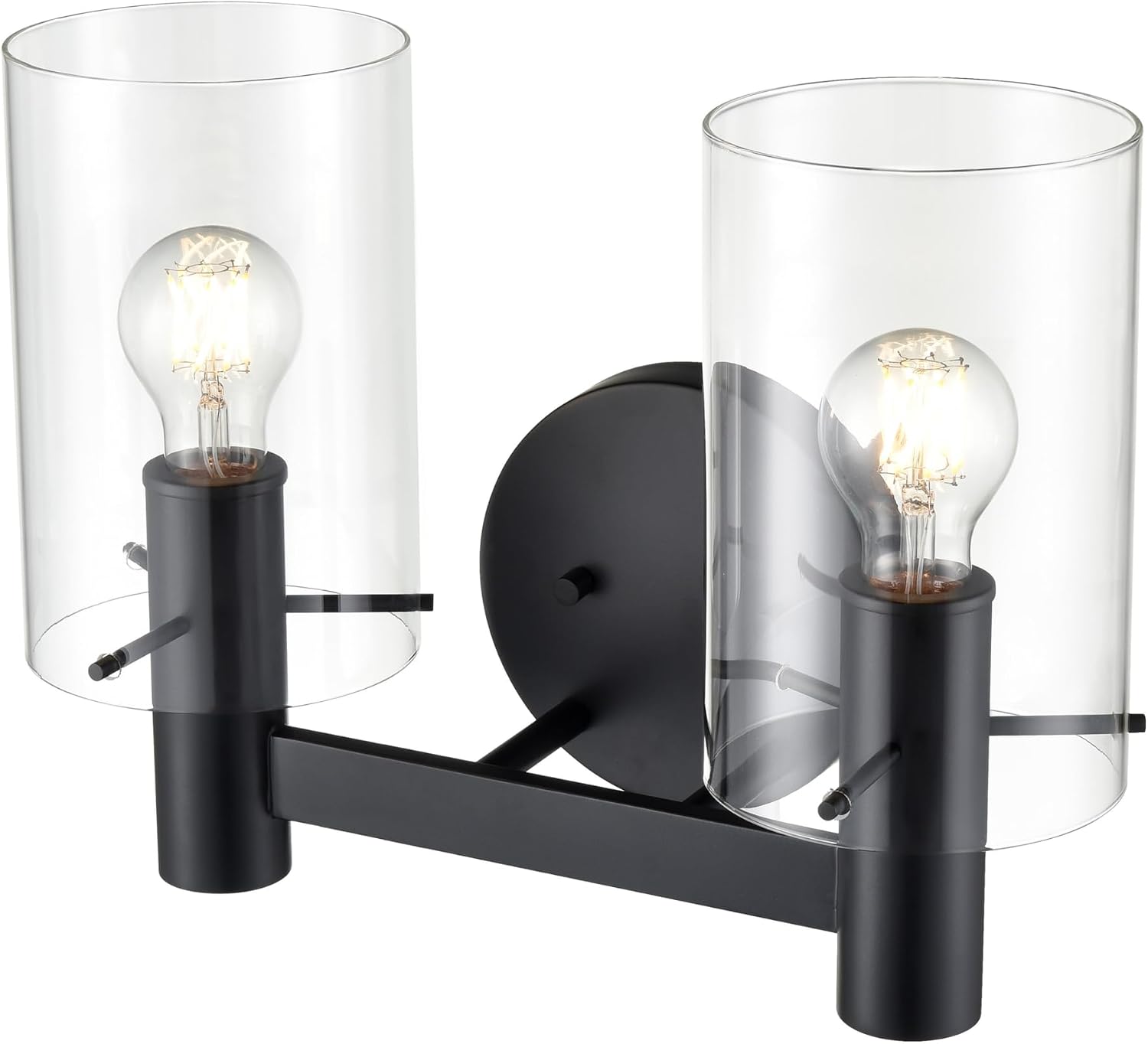 ML Lighting | Apolla Collection | 55102-MB | Indoor 2 Light Vanity in Matte Black with Clear Glass Shade | Elegant and Versatile Design for Any Bathroom
