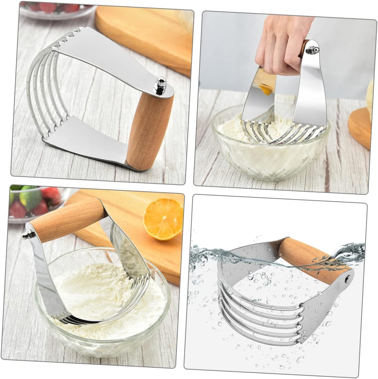 ULTECHNOVO 2pcs Steel Cake Scraper Stainless Kitchen Tool Pastry Blender Baking Dough Mixer Bench Scraper