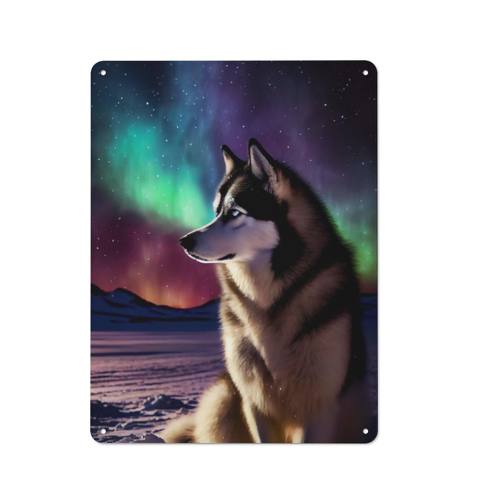 Husky Aurora Decorative Tin Sign 40x30cm, Country Country Wall Plaque for Dining Room, Cafe, Entryway Or Family Room