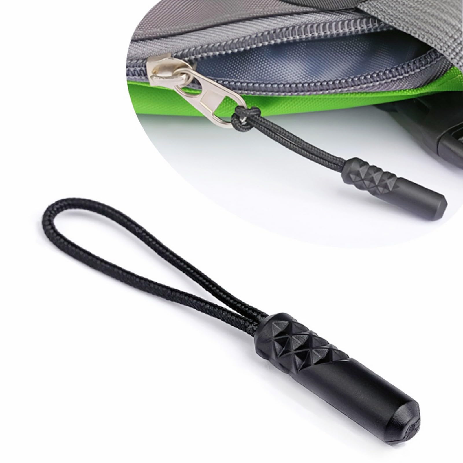 Sunkizzrs® 50-Pcs Durable Zipper Pulls Replacement—Zipper Pull Cord—Zip Cord Pulls Replacement—Zipper Tags Cord Extension for Bags, Backpacks, Jackets, Luggage, Purses, Handbag (Black) (Model B)